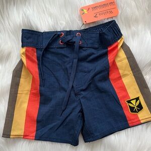NWT Wailoa Board Short Blue Paddle Logo Surf Short 4T